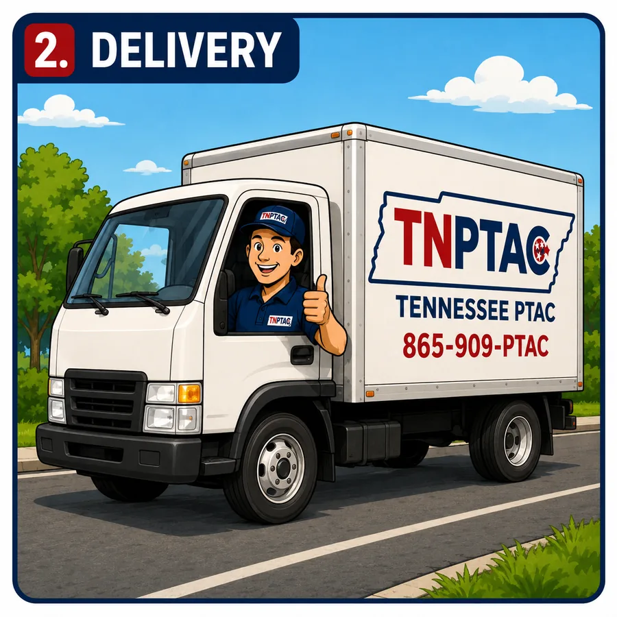TENNESSEE PTAC delivery truck delivering PTAC units